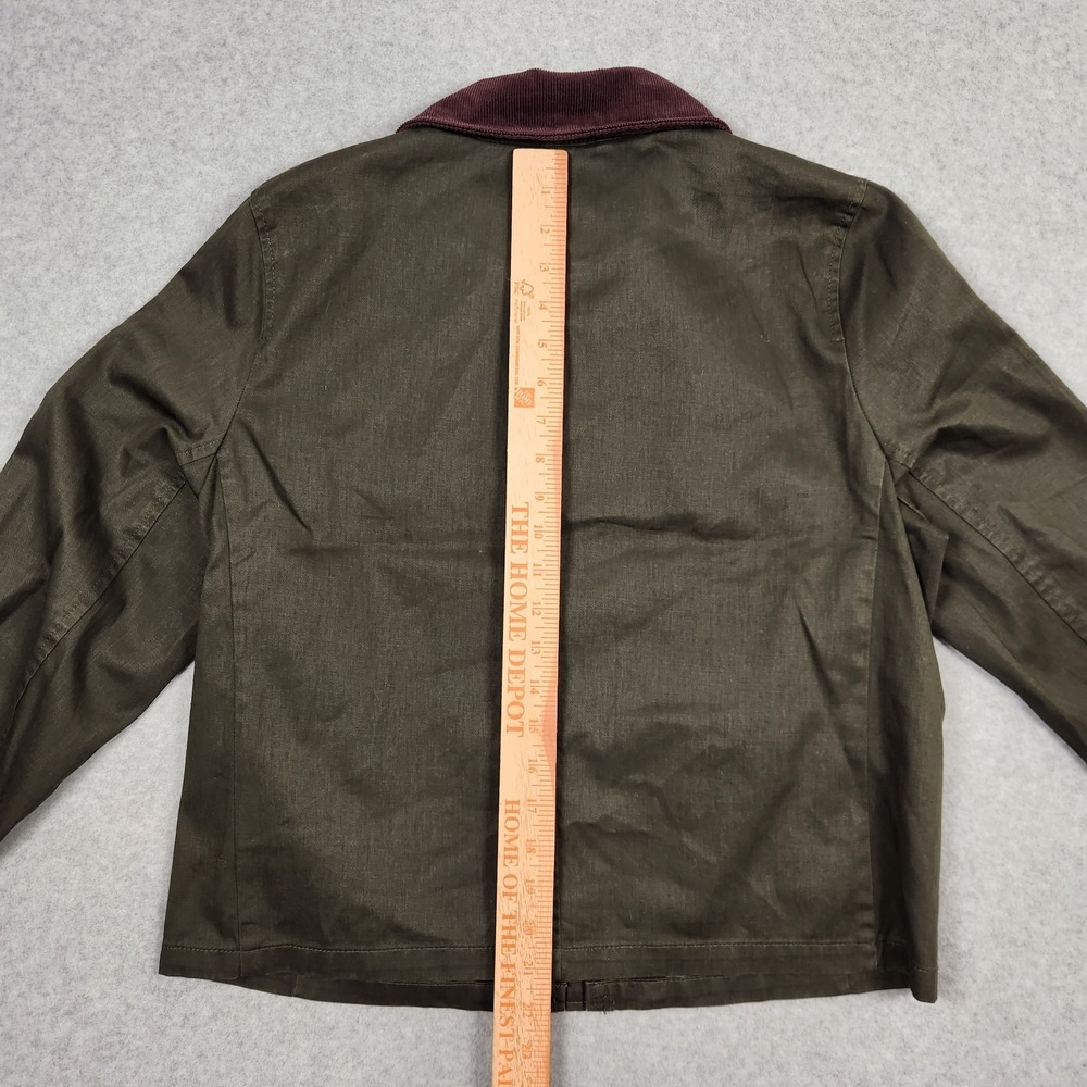 J Crew Field Jacket Womens Small Green Treated Cotton Corduroy Collar Snap - Picture 9 of 15
